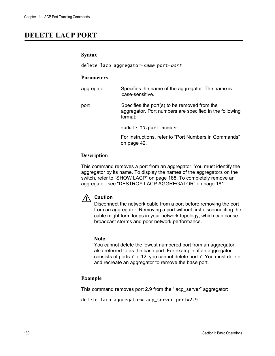 Delete lacp port | Allied Telesis AT-S63 User Manual | Page 180 / 468