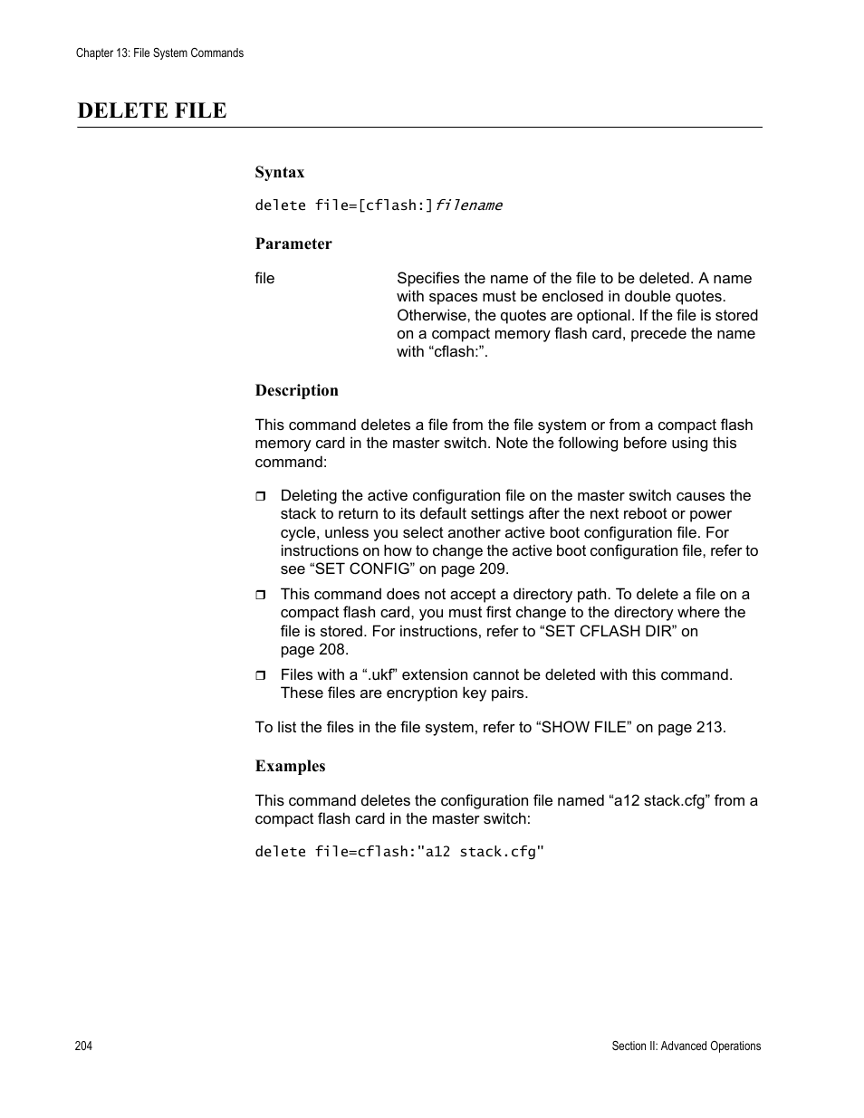Delete file | Allied Telesis AT-S63 User Manual | Page 204 / 468
