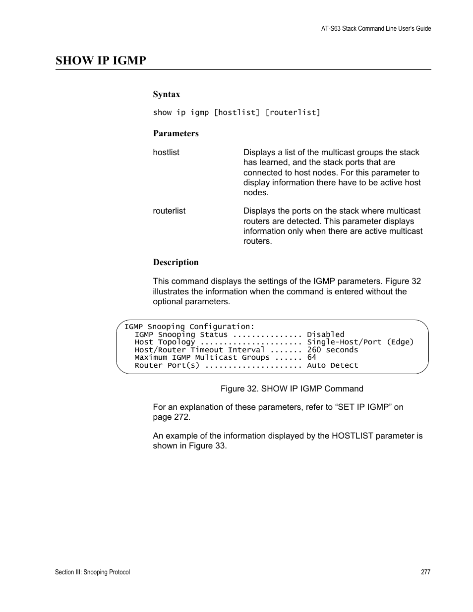 Show ip igmp | Allied Telesis AT-S63 User Manual | Page 277 / 468