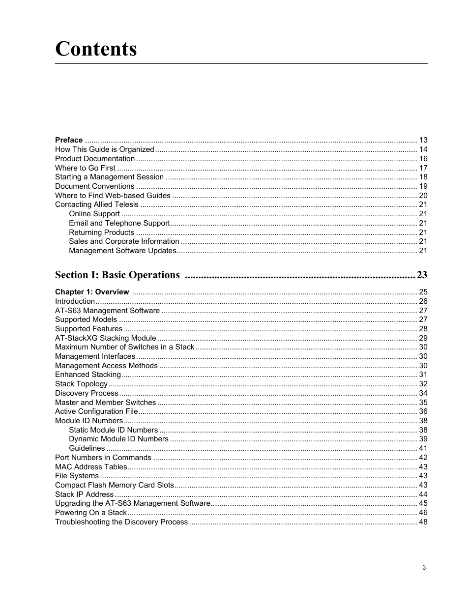 Allied Telesis AT-S63 User Manual | Page 3 / 468