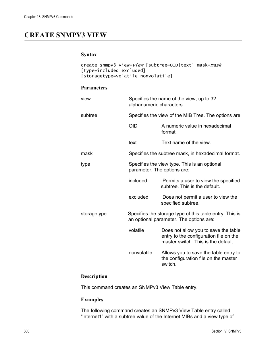 Create snmpv3 view | Allied Telesis AT-S63 User Manual | Page 300 / 468