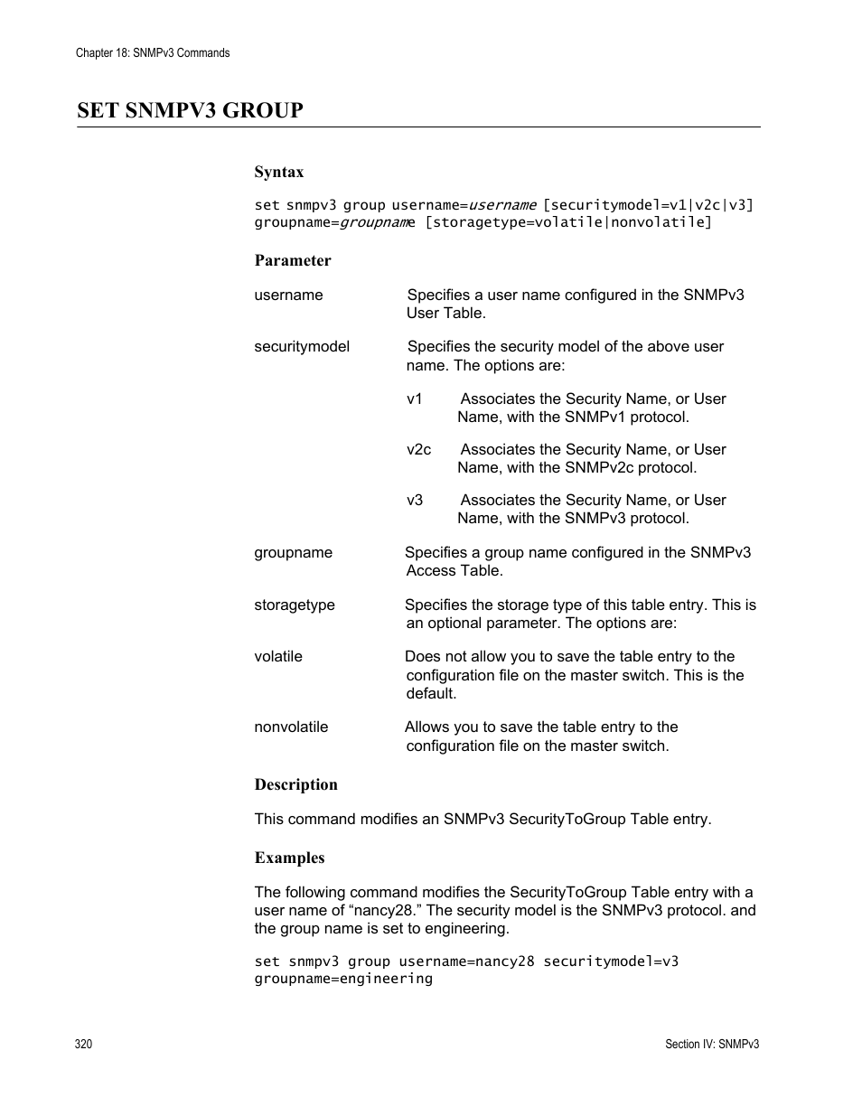 Set snmpv3 group | Allied Telesis AT-S63 User Manual | Page 320 / 468