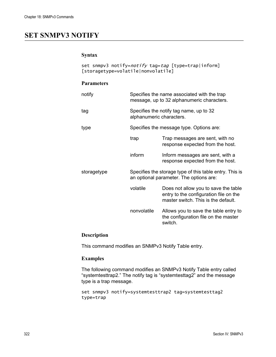 Set snmpv3 notify | Allied Telesis AT-S63 User Manual | Page 322 / 468