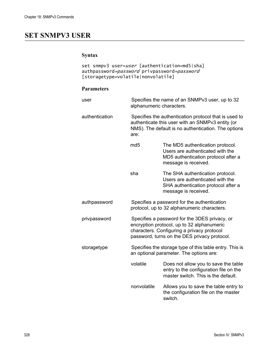 Set snmpv3 user | Allied Telesis AT-S63 User Manual | Page 328 / 468