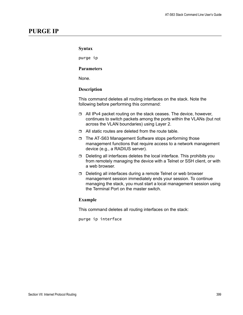 Purge ip | Allied Telesis AT-S63 User Manual | Page 399 / 468