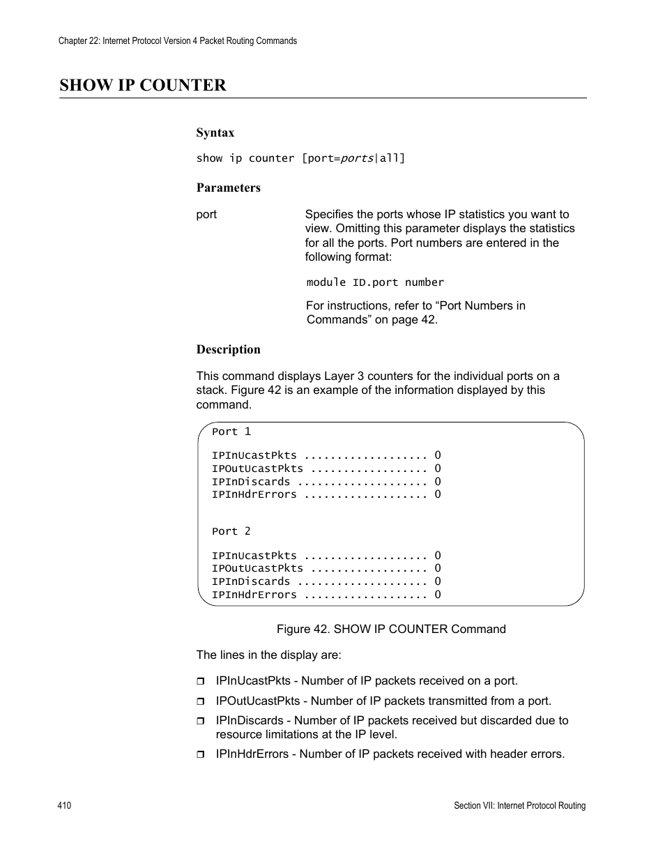 Show ip counter | Allied Telesis AT-S63 User Manual | Page 410 / 468