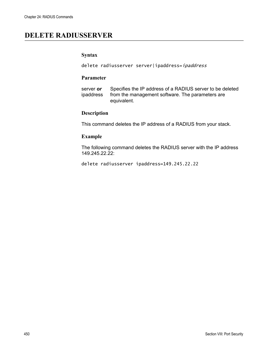 Delete radiusserver | Allied Telesis AT-S63 User Manual | Page 450 / 468