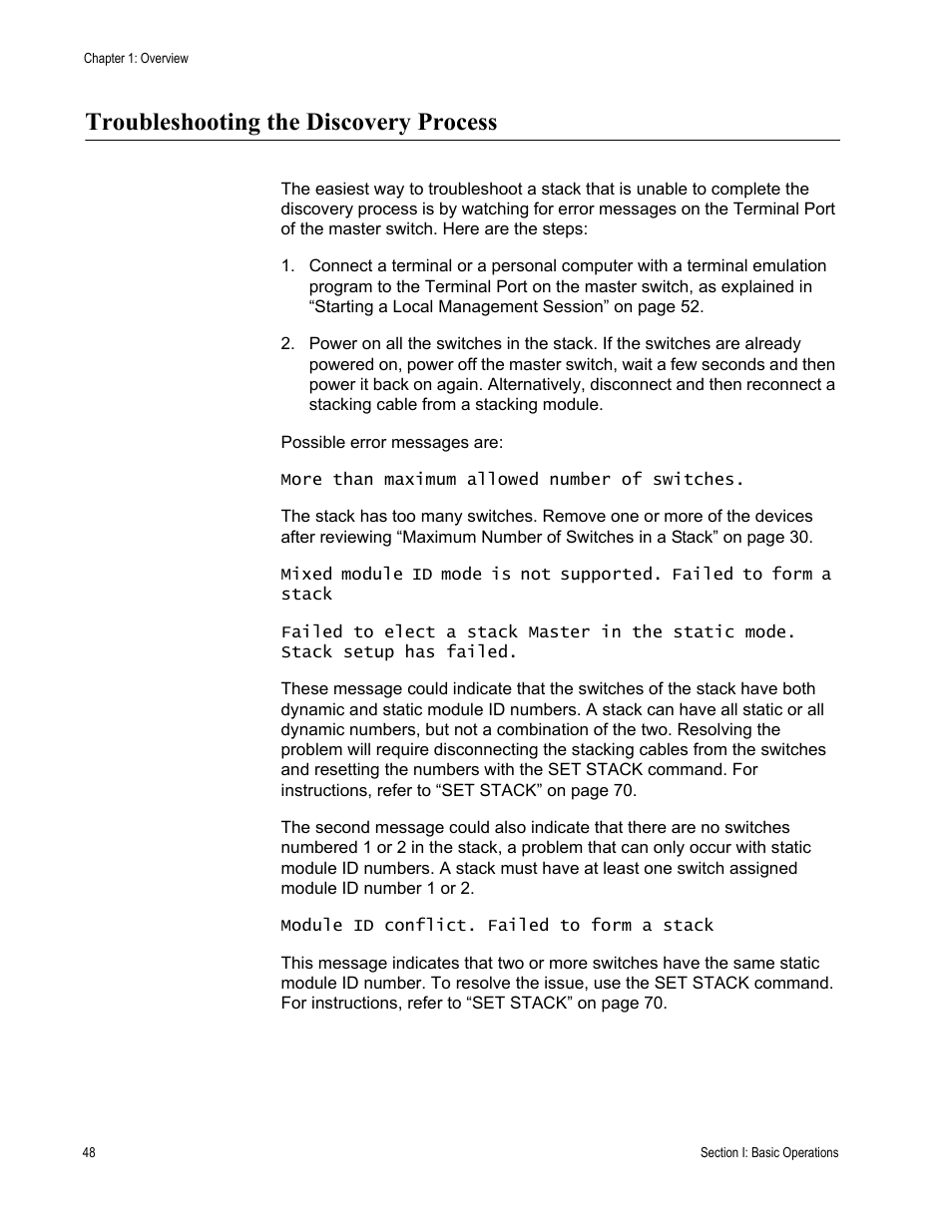 Troubleshooting the discovery process | Allied Telesis AT-S63 User Manual | Page 48 / 468