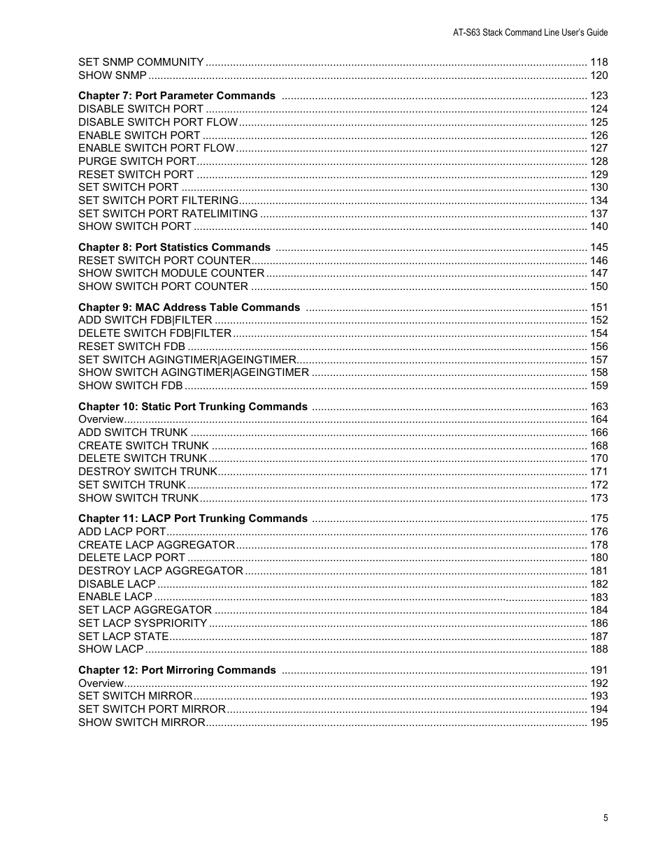 Allied Telesis AT-S63 User Manual | Page 5 / 468