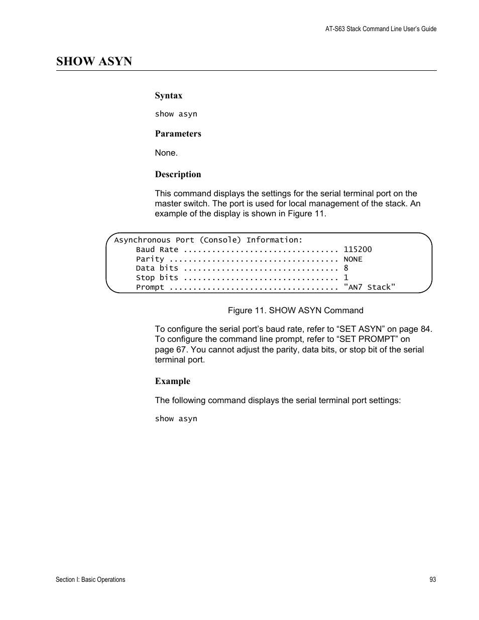 Show asyn | Allied Telesis AT-S63 User Manual | Page 93 / 468
