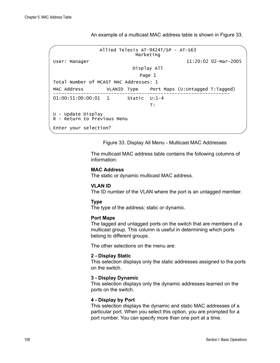 Allied Telesis AT-S63 User Manual | Page 108 / 668