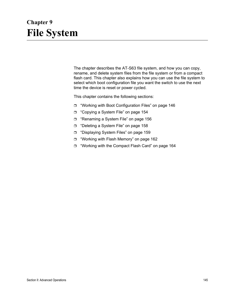 Chapter 9, File system, R 9: file system | Allied Telesis AT-S63 User Manual | Page 145 / 668