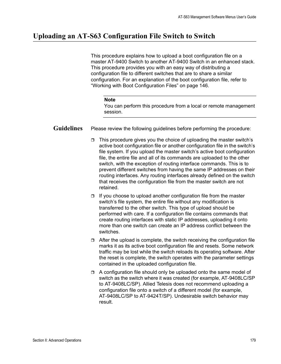 Guidelines | Allied Telesis AT-S63 User Manual | Page 179 / 668