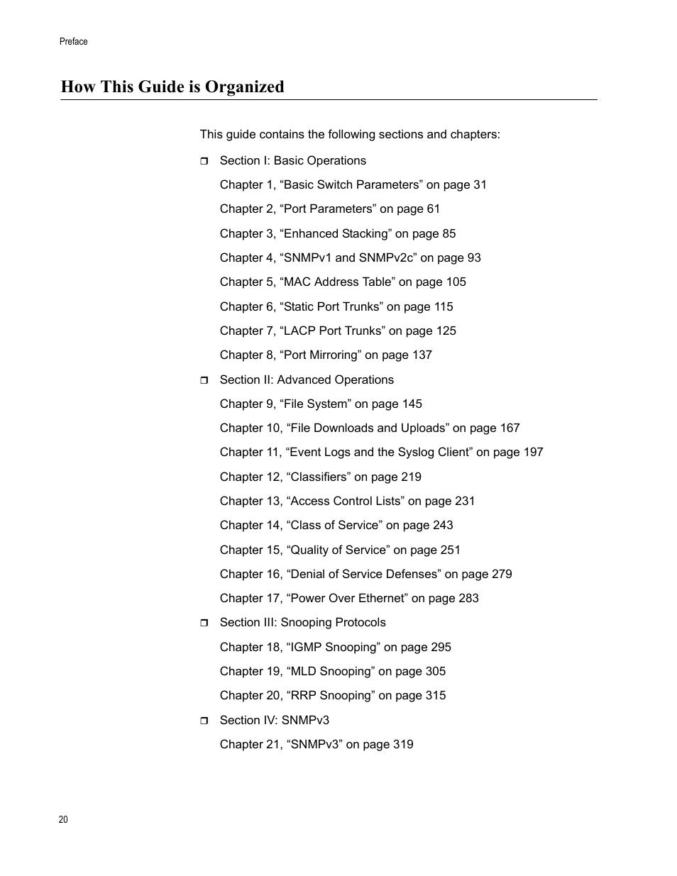 How this guide is organized | Allied Telesis AT-S63 User Manual | Page 20 / 668
