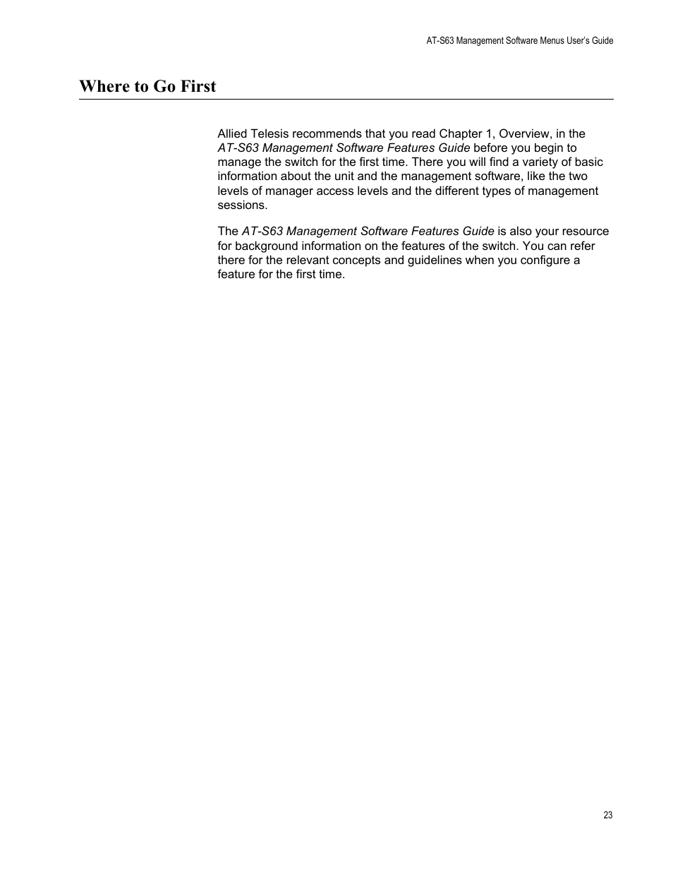 Where to go first | Allied Telesis AT-S63 User Manual | Page 23 / 668