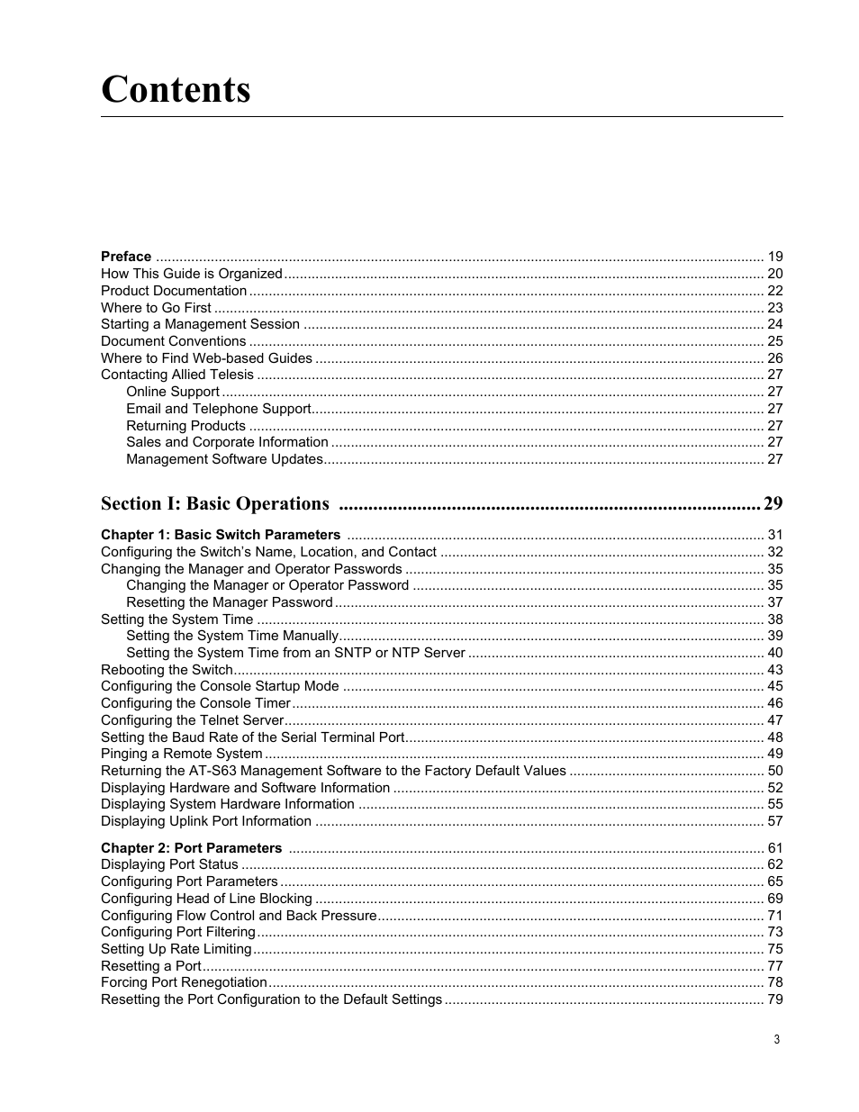 Allied Telesis AT-S63 User Manual | Page 3 / 668