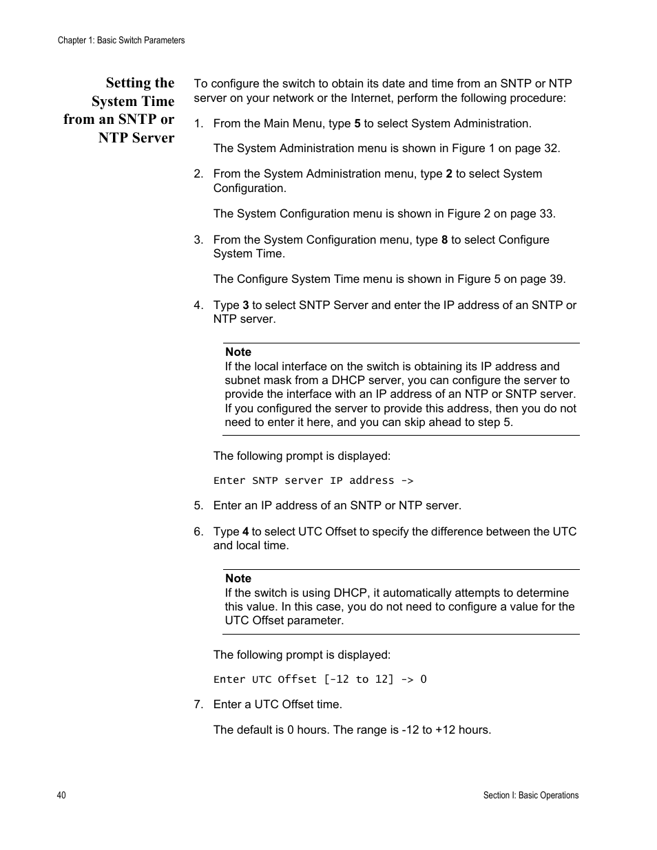 Setting the system time from an sntp or ntp server | Allied Telesis AT-S63 User Manual | Page 40 / 668