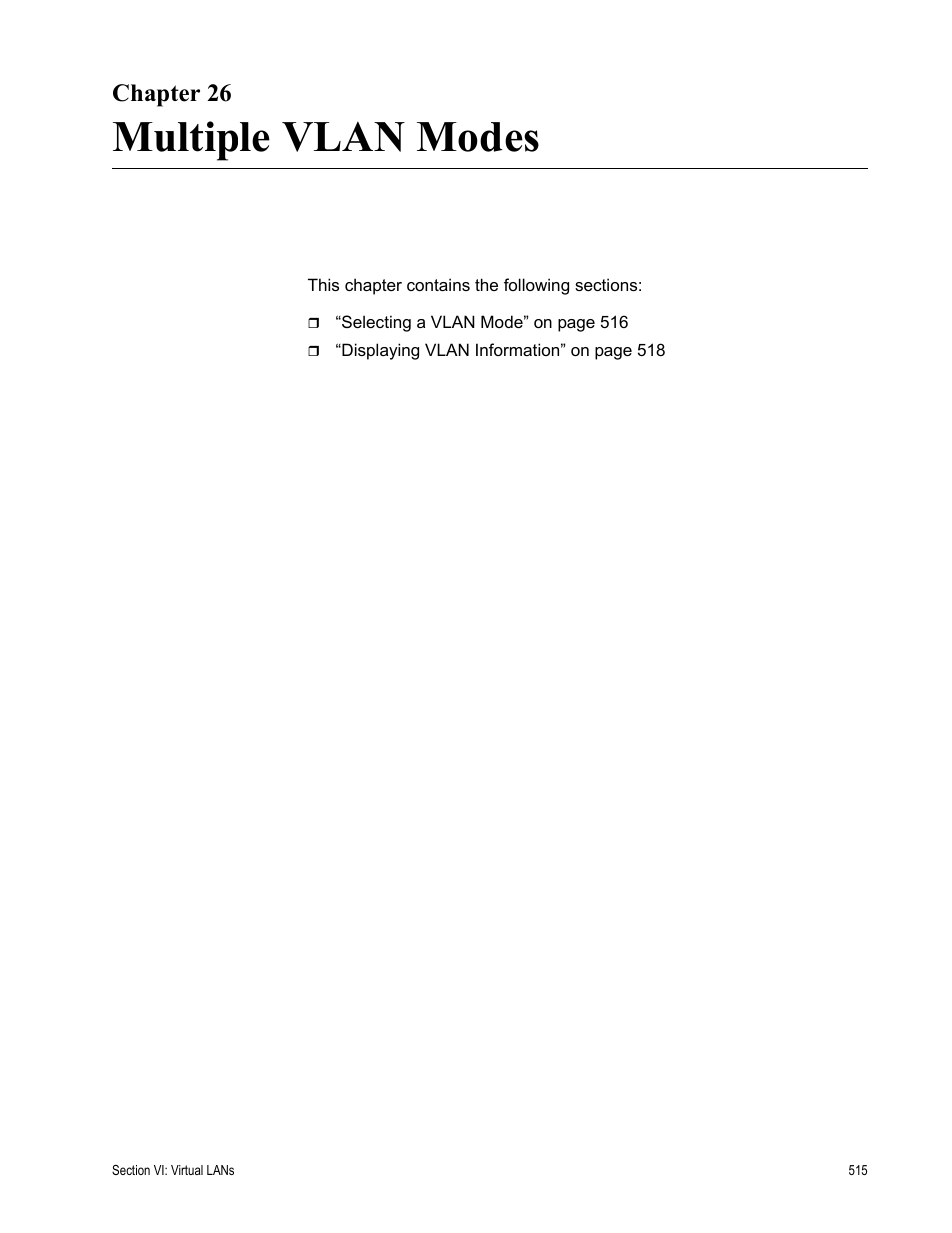 Chapter 26, Multiple vlan modes, Chapter 26: multiple vlan modes | Allied Telesis AT-S63 User Manual | Page 515 / 668