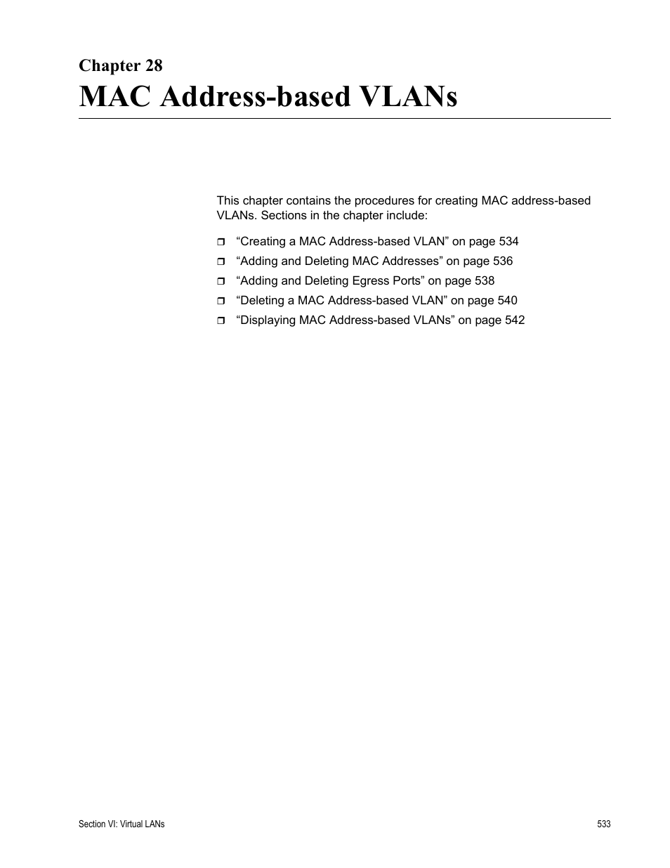 Chapter 28, Mac address-based vlans | Allied Telesis AT-S63 User Manual | Page 533 / 668