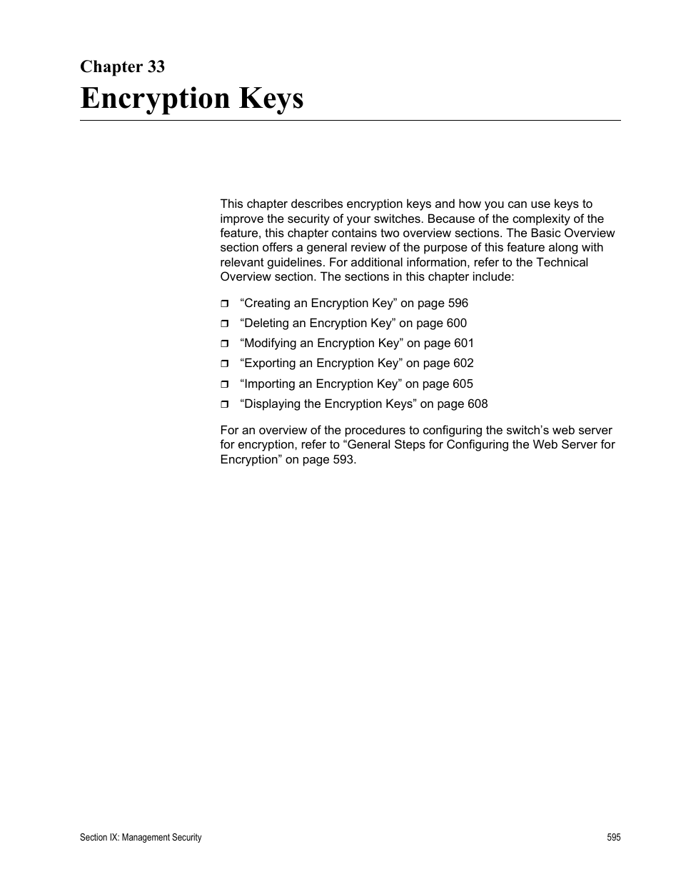 Chapter 33, Encryption keys | Allied Telesis AT-S63 User Manual | Page 595 / 668