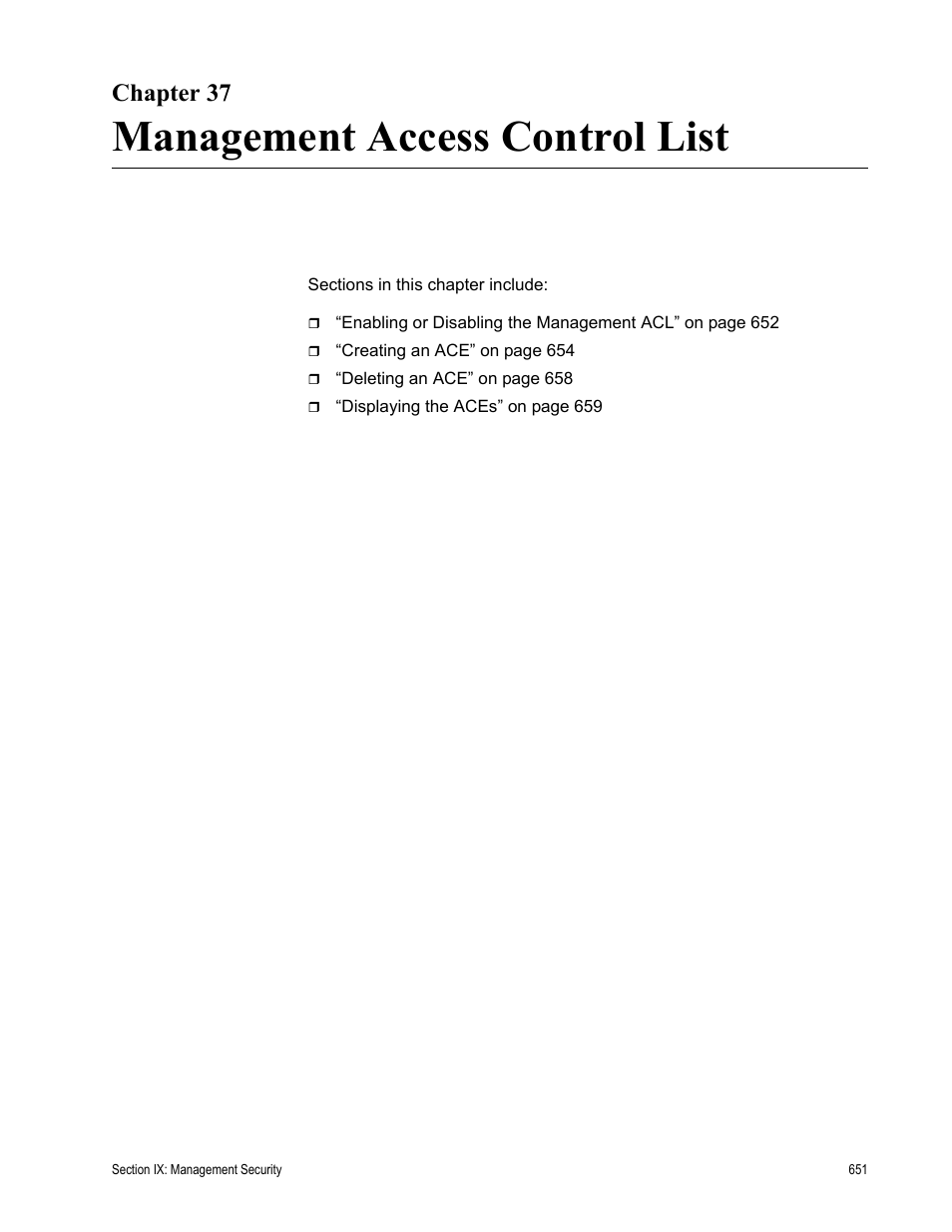 Chapter 37, Management access control list | Allied Telesis AT-S63 User Manual | Page 651 / 668