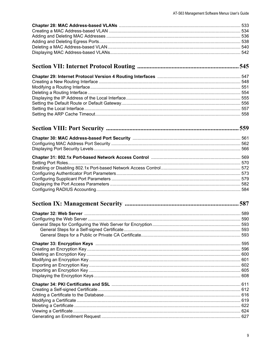 Allied Telesis AT-S63 User Manual | Page 9 / 668