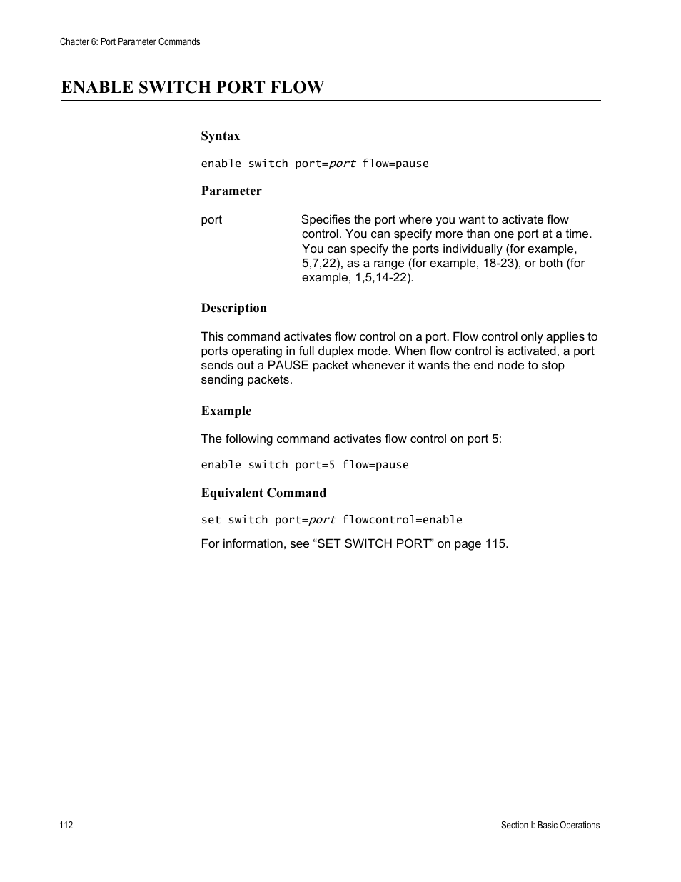 Enable switch port flow | Allied Telesis AT-S63 User Manual | Page 112 / 738