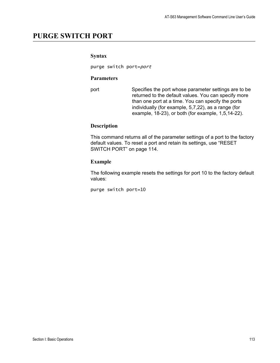 Purge switch port | Allied Telesis AT-S63 User Manual | Page 113 / 738