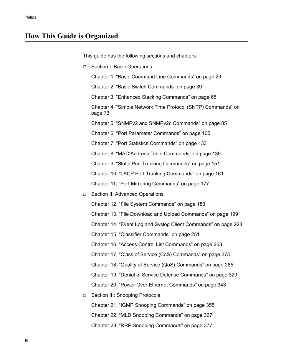 How this guide is organized | Allied Telesis AT-S63 User Manual | Page 16 / 738