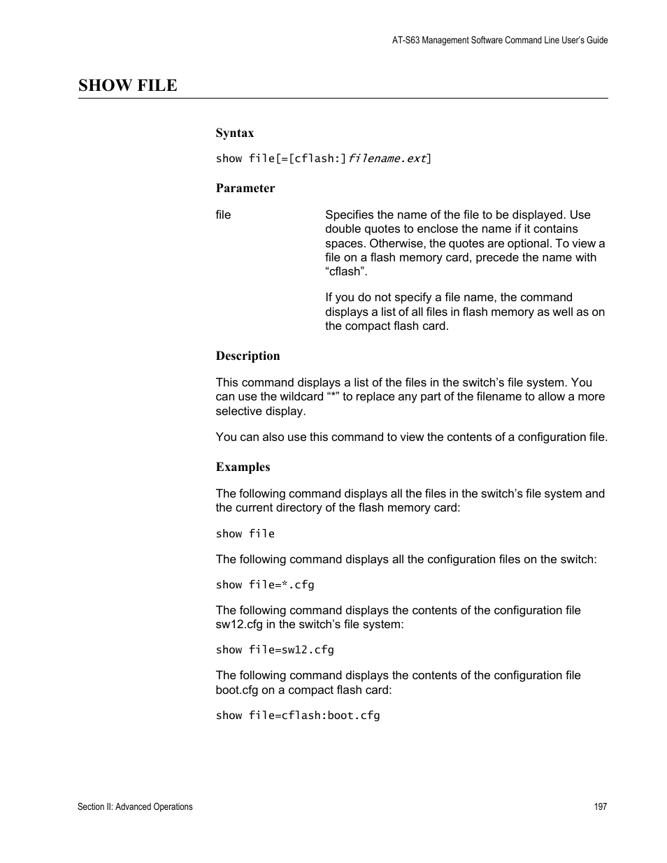 Show file | Allied Telesis AT-S63 User Manual | Page 197 / 738