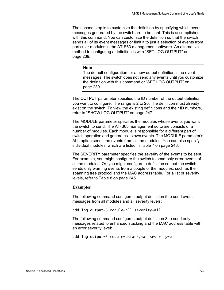 Allied Telesis AT-S63 User Manual | Page 225 / 738