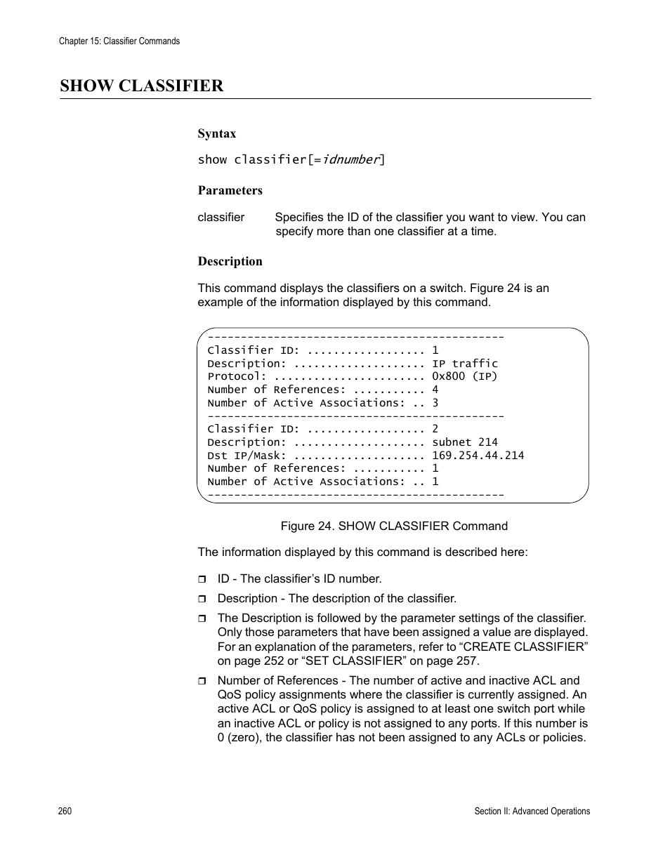 Show classifier | Allied Telesis AT-S63 User Manual | Page 260 / 738
