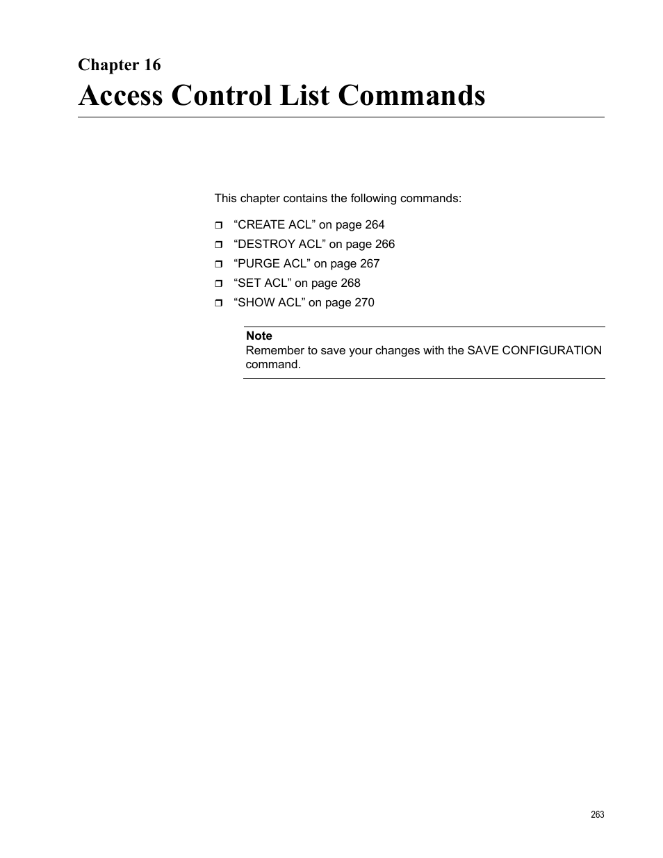 Chapter 16, Access control list commands | Allied Telesis AT-S63 User Manual | Page 263 / 738