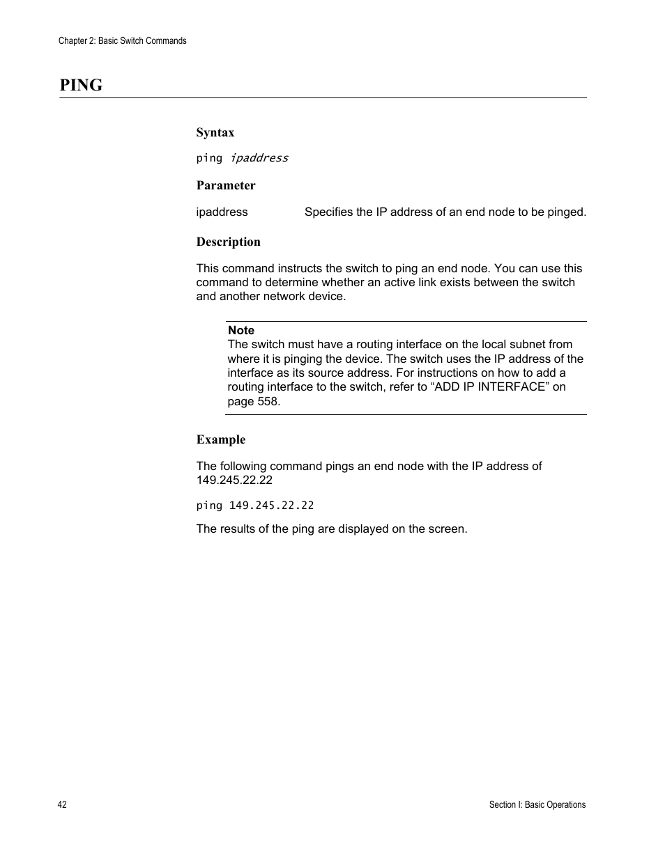 Ping | Allied Telesis AT-S63 User Manual | Page 42 / 738