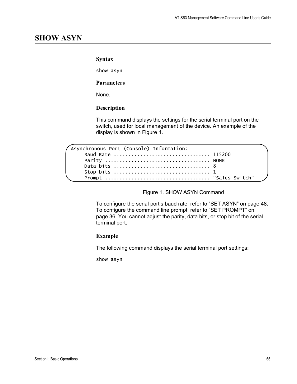 Show asyn | Allied Telesis AT-S63 User Manual | Page 55 / 738