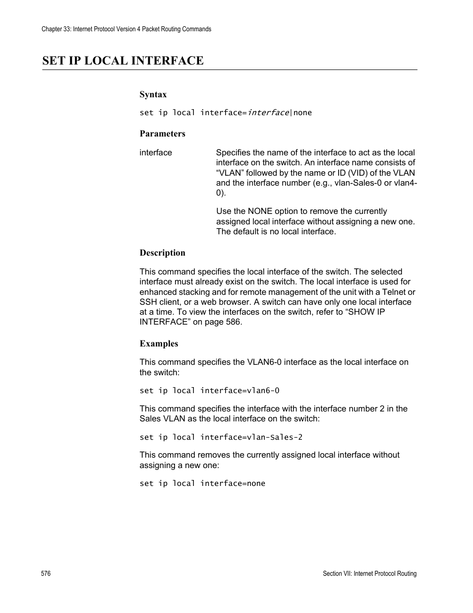 Set ip local interface | Allied Telesis AT-S63 User Manual | Page 576 / 738