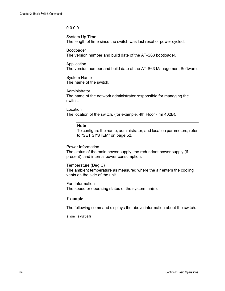 Allied Telesis AT-S63 User Manual | Page 64 / 738