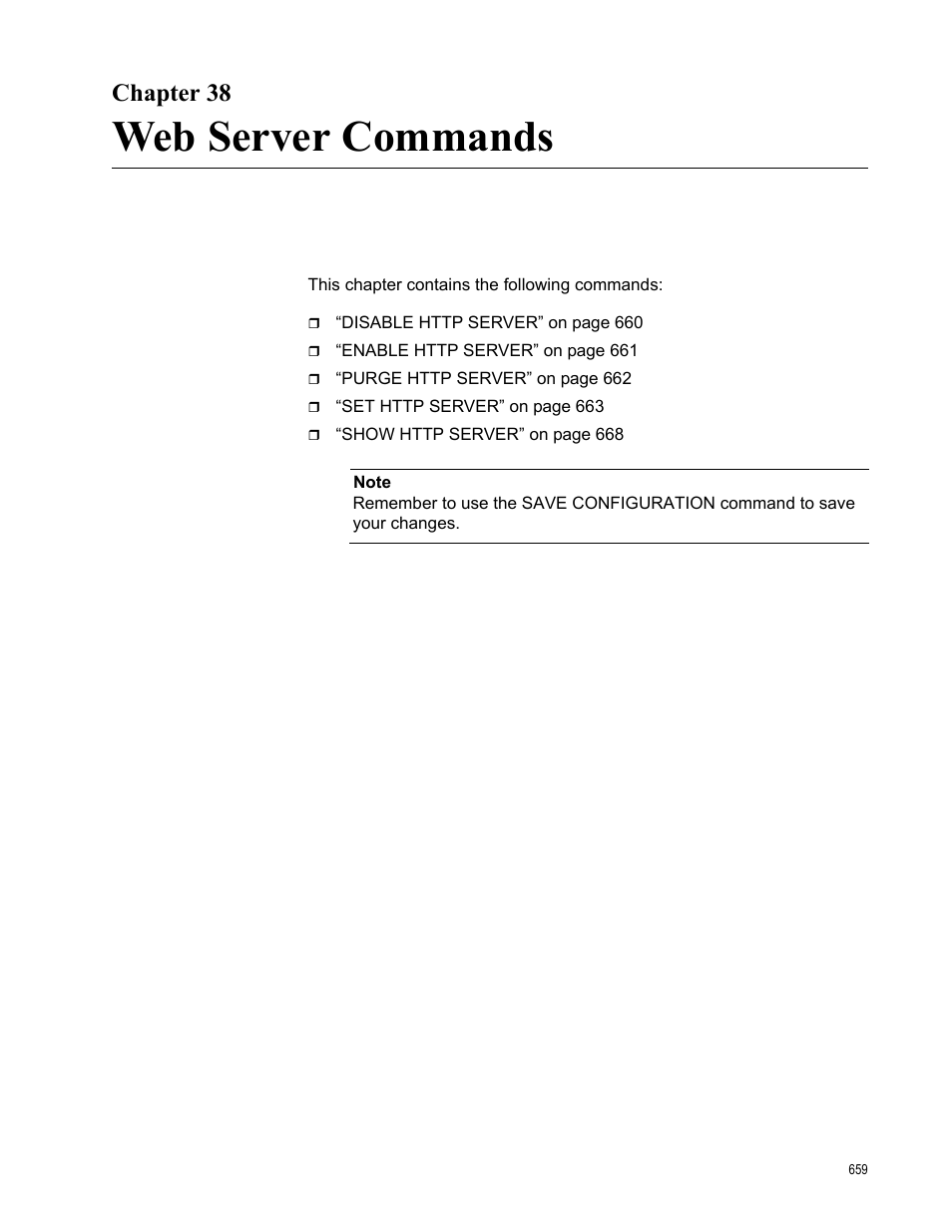 Chapter 38, Web server commands, Chapter 38: web server commands | Allied Telesis AT-S63 User Manual | Page 659 / 738