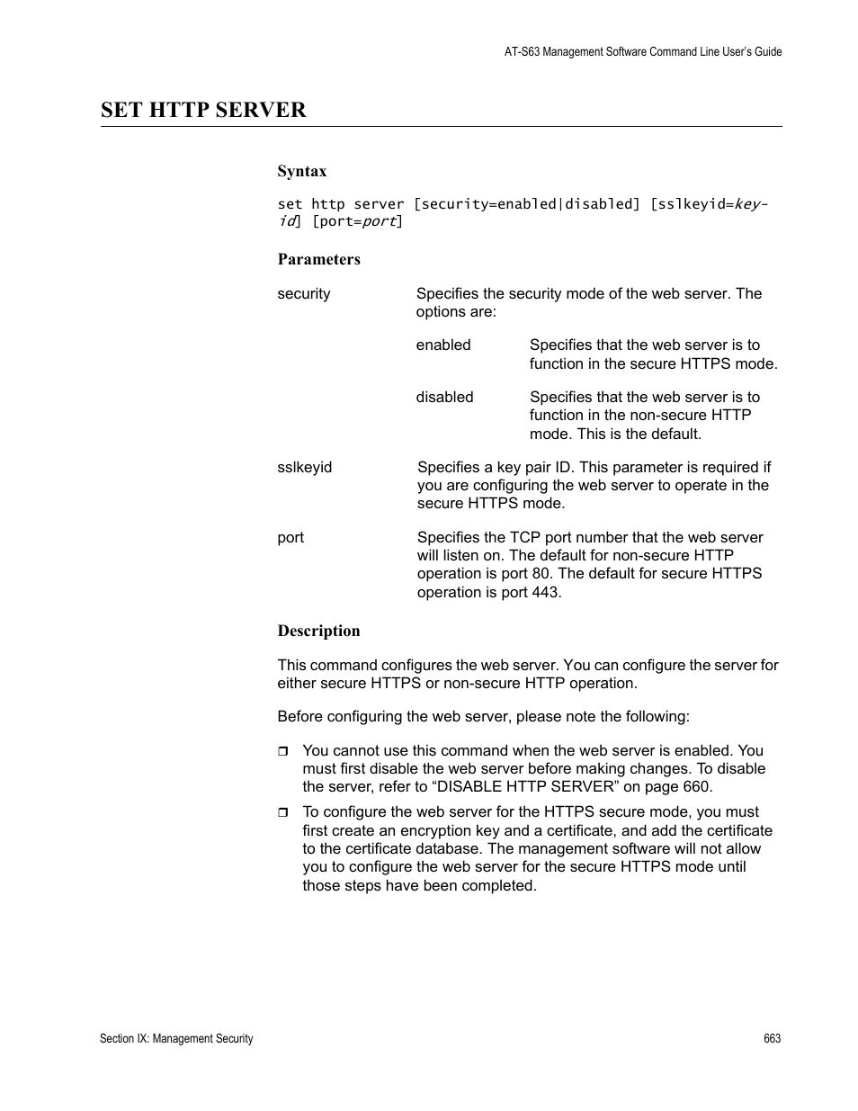 Set http server | Allied Telesis AT-S63 User Manual | Page 663 / 738