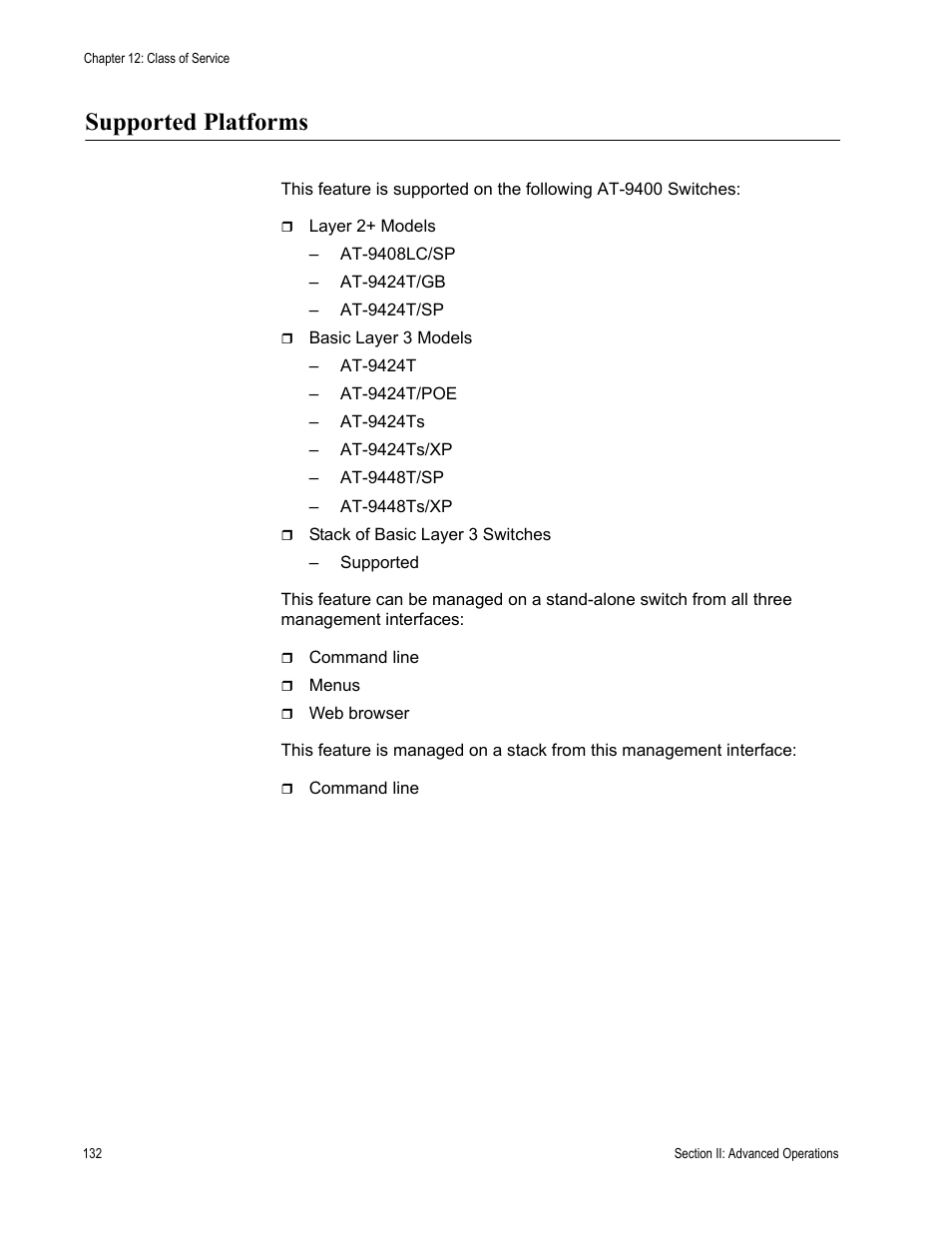 Supported platforms | Allied Telesis AT-S63 User Manual | Page 132 / 520