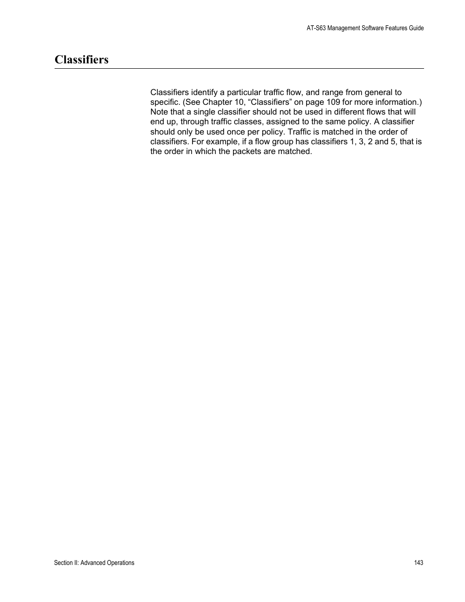 Classifiers | Allied Telesis AT-S63 User Manual | Page 143 / 520