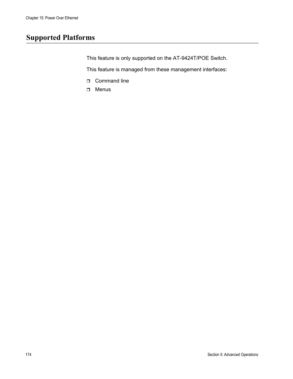 Supported platforms | Allied Telesis AT-S63 User Manual | Page 174 / 520