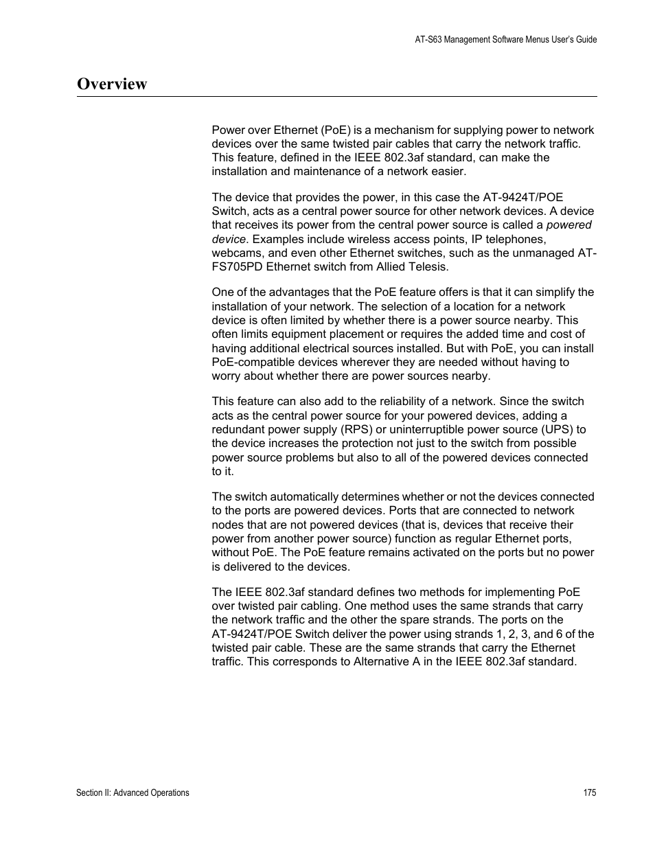 Overview | Allied Telesis AT-S63 User Manual | Page 175 / 520