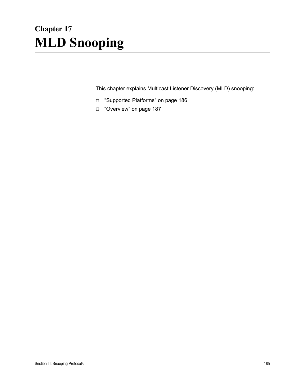 Chapter 17, Mld snooping | Allied Telesis AT-S63 User Manual | Page 185 / 520