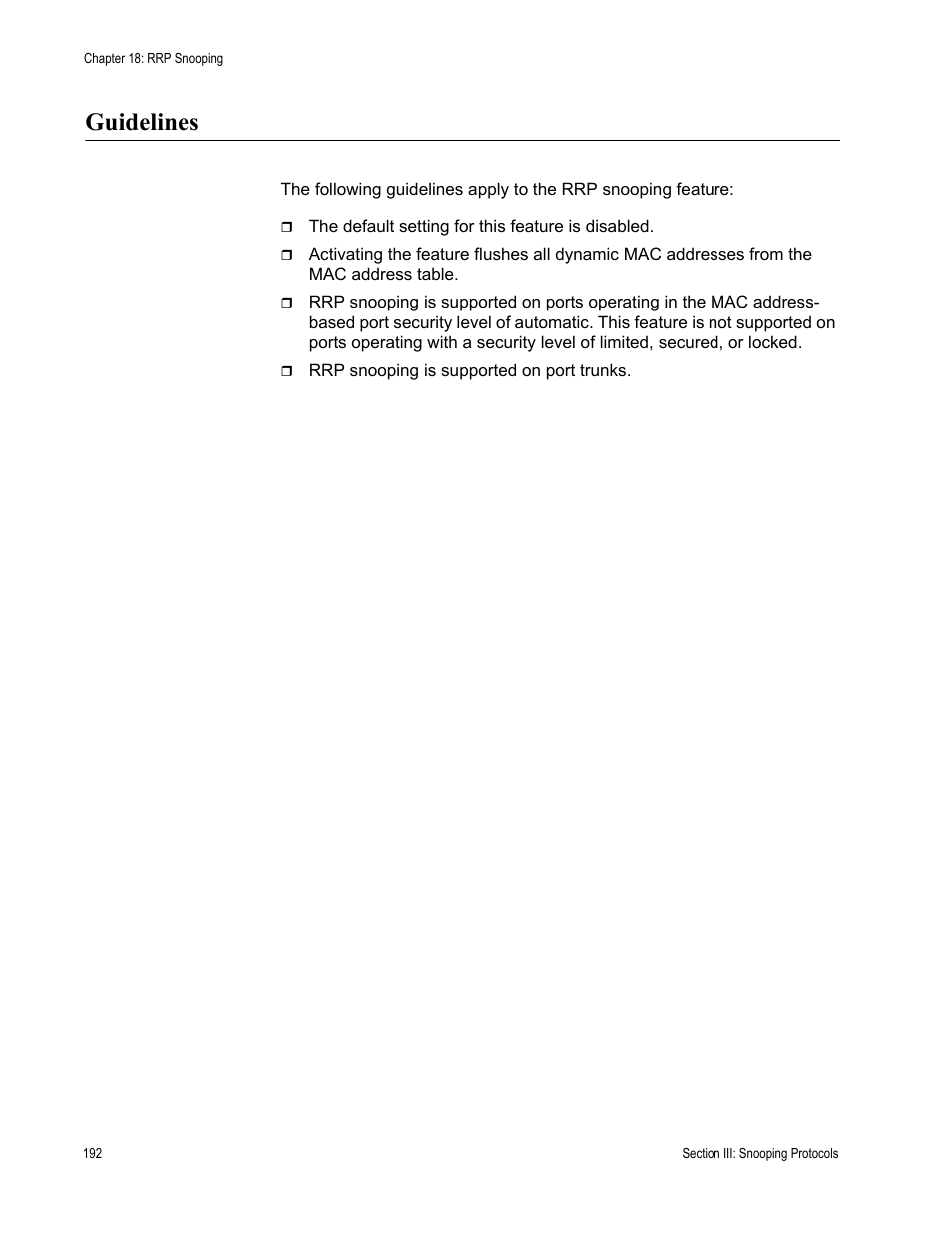 Guidelines | Allied Telesis AT-S63 User Manual | Page 192 / 520