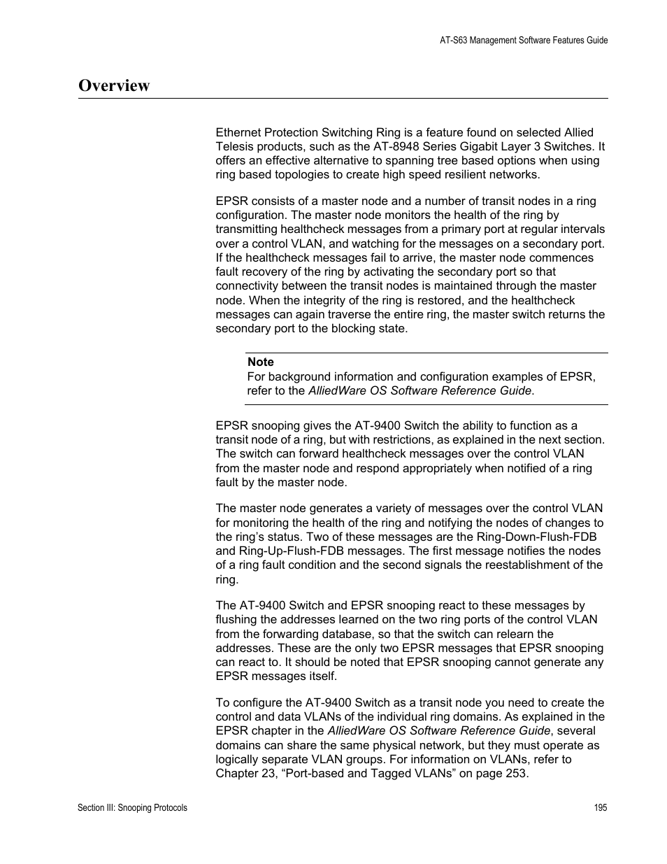 Overview | Allied Telesis AT-S63 User Manual | Page 195 / 520