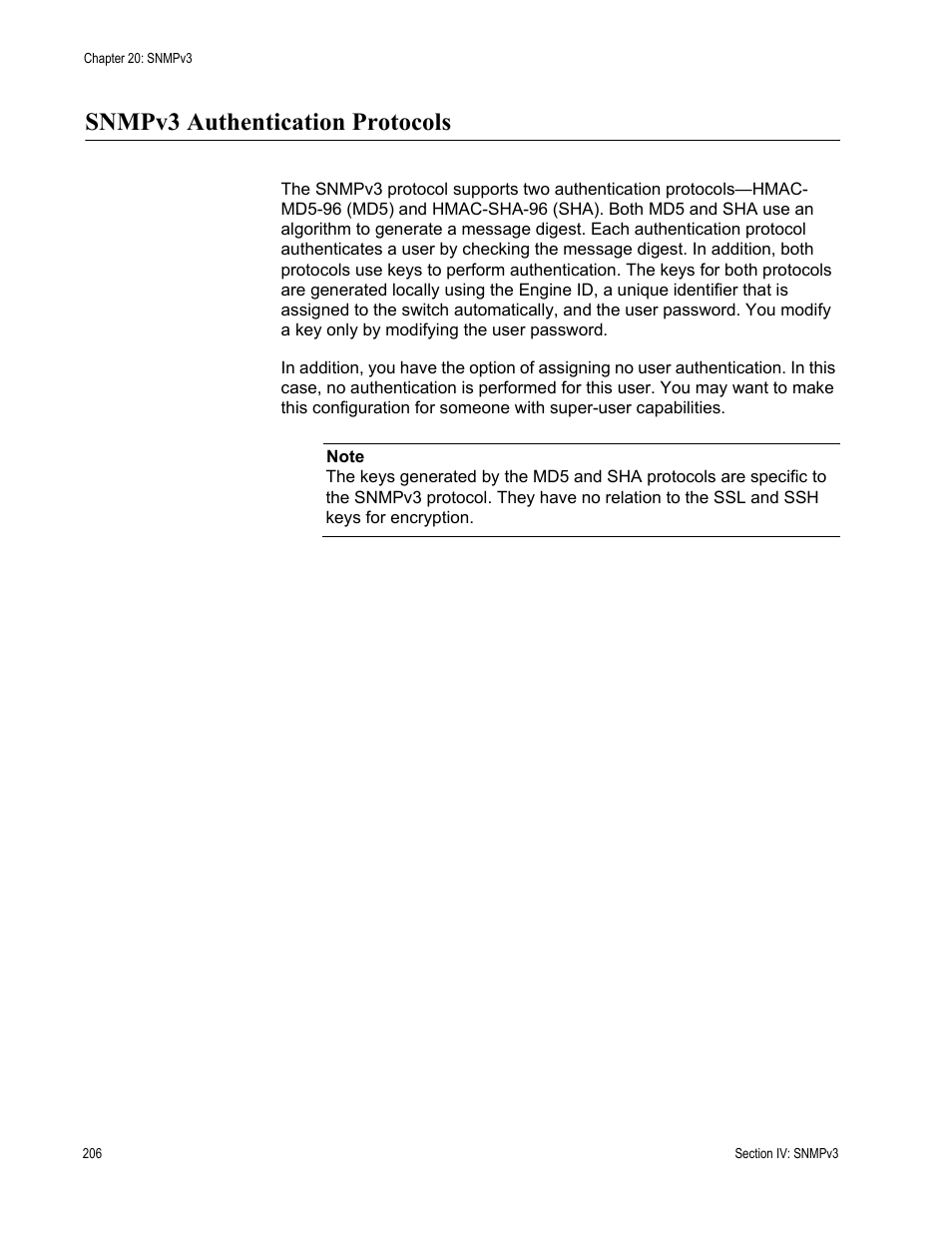 Snmpv3 authentication protocols | Allied Telesis AT-S63 User Manual | Page 206 / 520