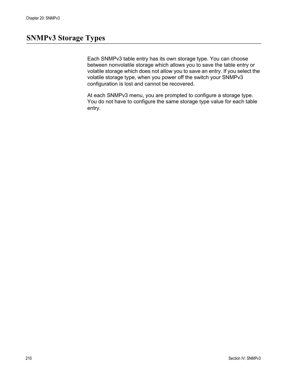 Snmpv3 storage types | Allied Telesis AT-S63 User Manual | Page 210 / 520