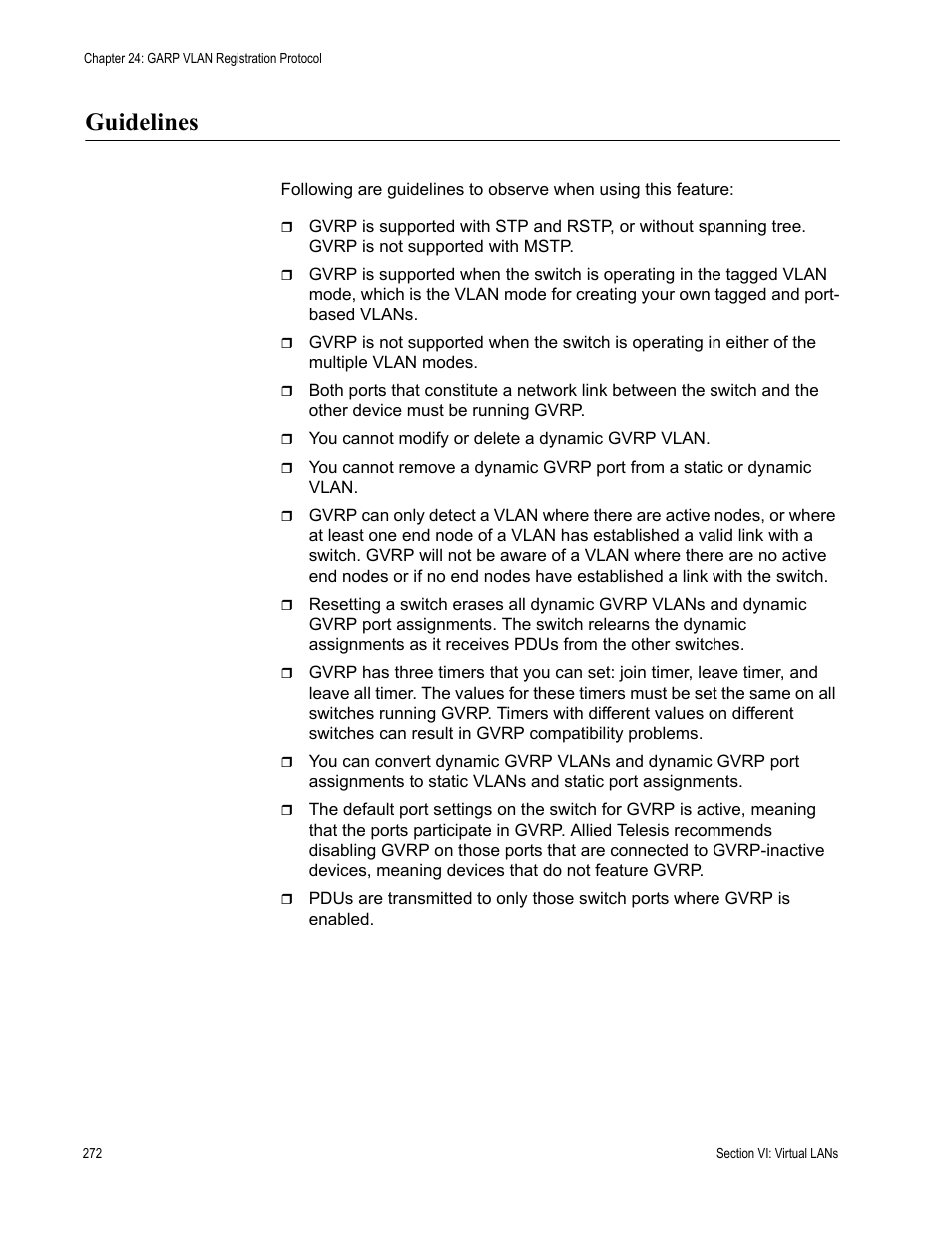 Guidelines | Allied Telesis AT-S63 User Manual | Page 272 / 520