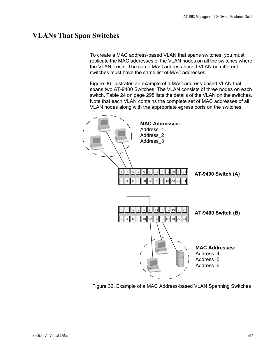 Vlans that span switches | Allied Telesis AT-S63 User Manual | Page 297 / 520